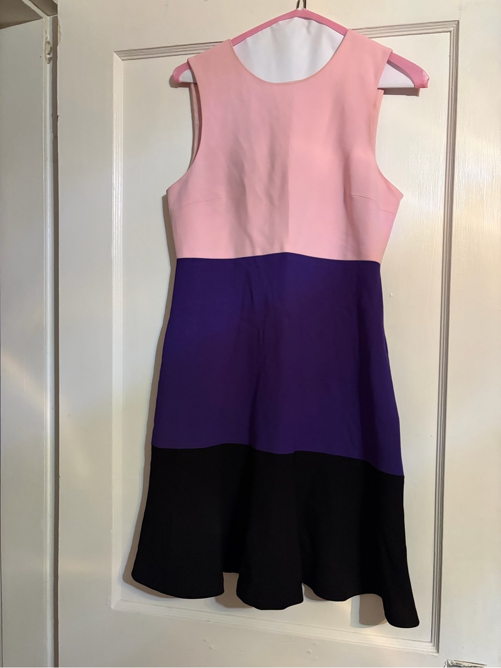 Lisa Perry Pink, Purple & Black Sleeveless Colorblock Fit-and-Flare Dress